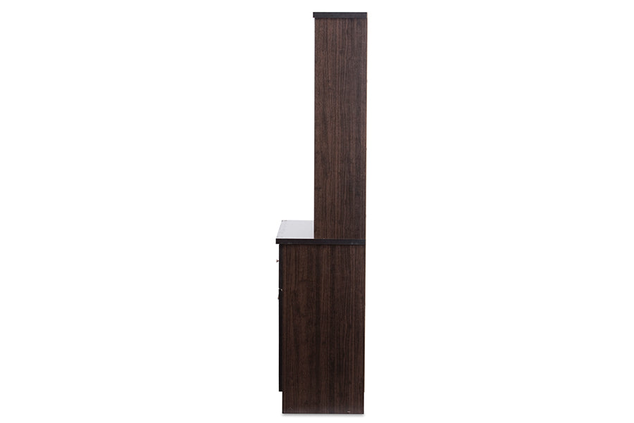 Baxton Studio Agni Modern and Contemporary Dark Brown Buffet and Hutch Kitchen Cabinet | Cabinets | Modishstore - 3