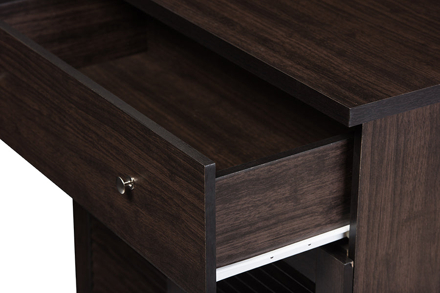 Baxton Studio Agni Modern and Contemporary Dark Brown Buffet and Hutch Kitchen Cabinet | Cabinets | Modishstore - 5