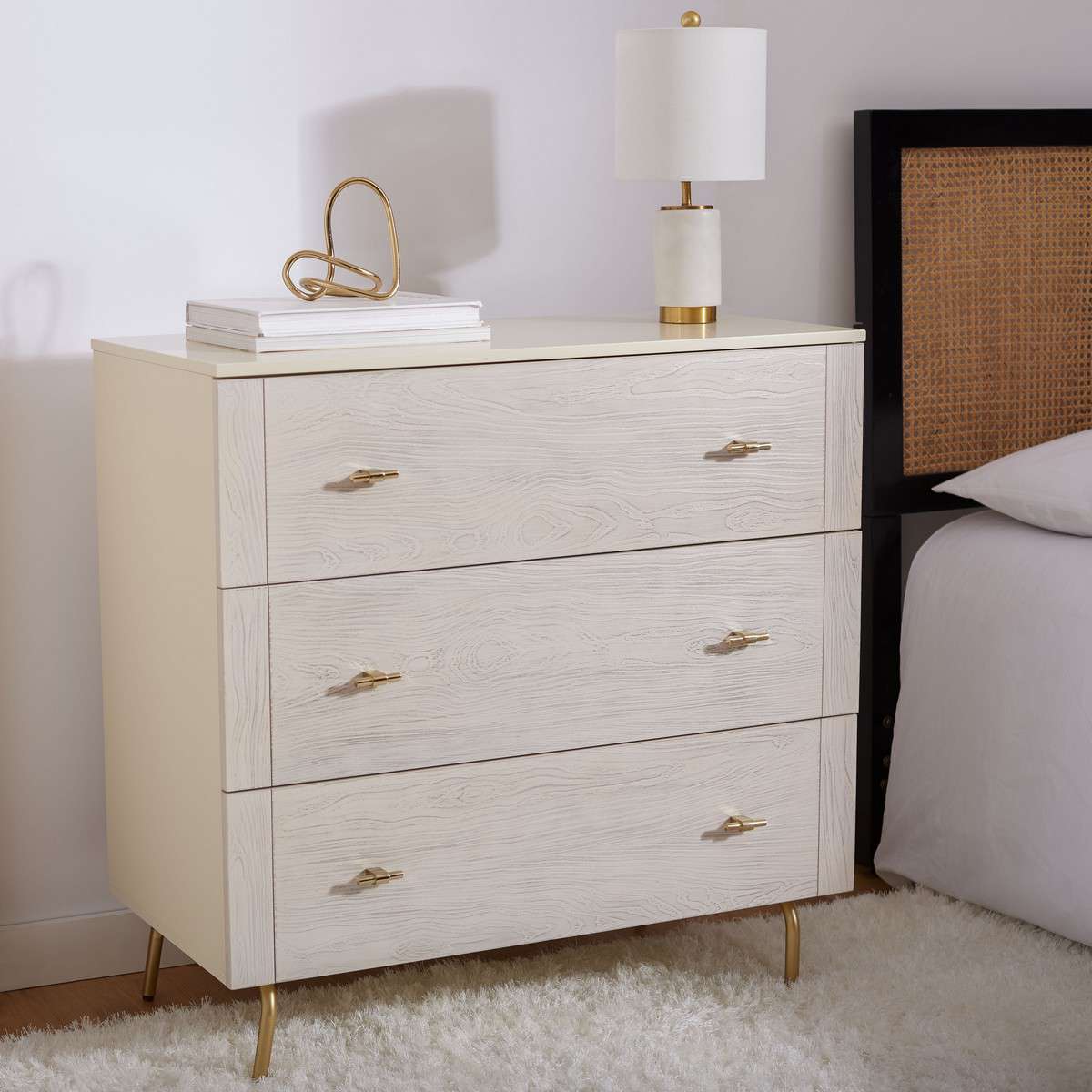 Safavieh Genevieve 3 Drawer Dresser - Cream/White Washed Safavieh Genevieve 3 Drawer Dresser - Cream/White Washed