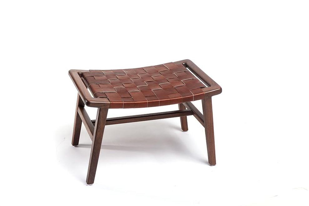Masaya Wood & Leather Ottoman | Ottomans | Modishstore - 10