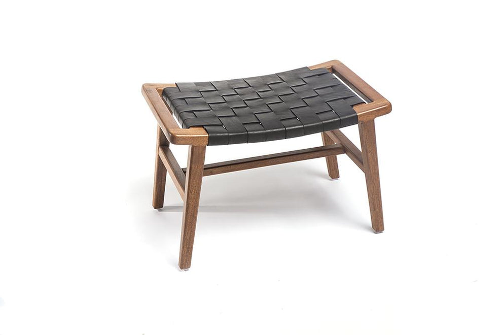 Masaya Wood & Leather Ottoman | Ottomans | Modishstore - 7