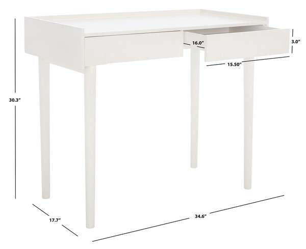 Safavieh Henley 2 Drawer Desk - Antique White | Desks | Modishstore - 4