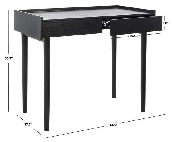 Safavieh Henley 2 Drawer Desk - Black | Desks | Modishstore - 4