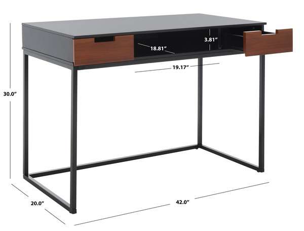 Safavieh Vance 2 Drawer 1 Shelf Desk - Brown | Desks | Modishstore - 3