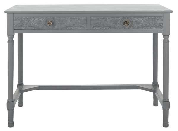 Safavieh Ryleigh 2 Drawer Desk - Distressed Gray | Desks | Modishstore - 2