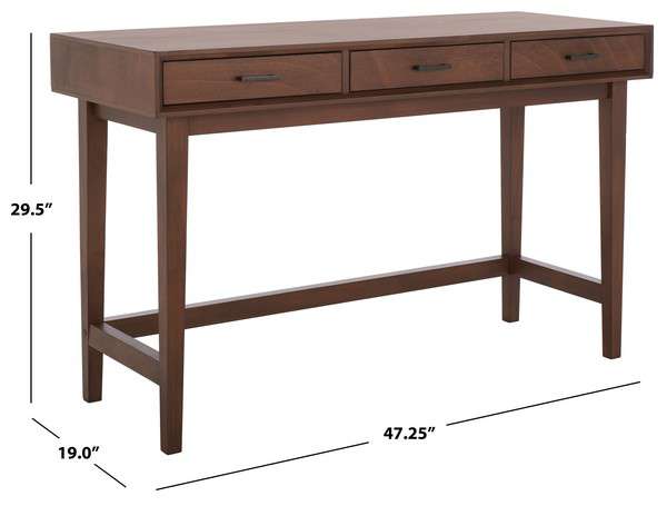 Safavieh Hawthorn 3 Drawer Desk - Brown | Desks | Modishstore - 4