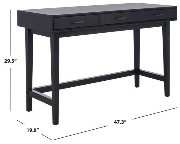 Safavieh Hawthorn 3 Drawer Desk - Black | Desks | Modishstore - 4
