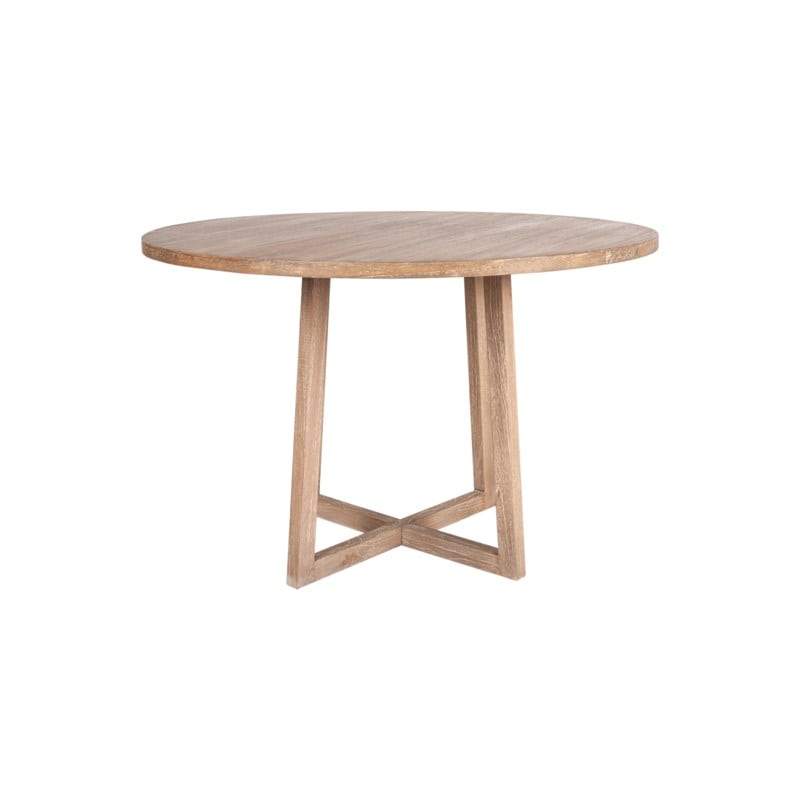 Devon Round Mindi Wood 47" Dining Table, Light Brown by Jeffan | Dining Tables | Modishstore - 2