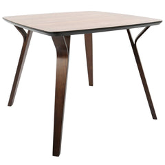 LumiSource Folia Dining Table Walnut Wood Walnut Wood Top Bent Wood Legs Seats Four Comfortably Mid-Century Modern Styling