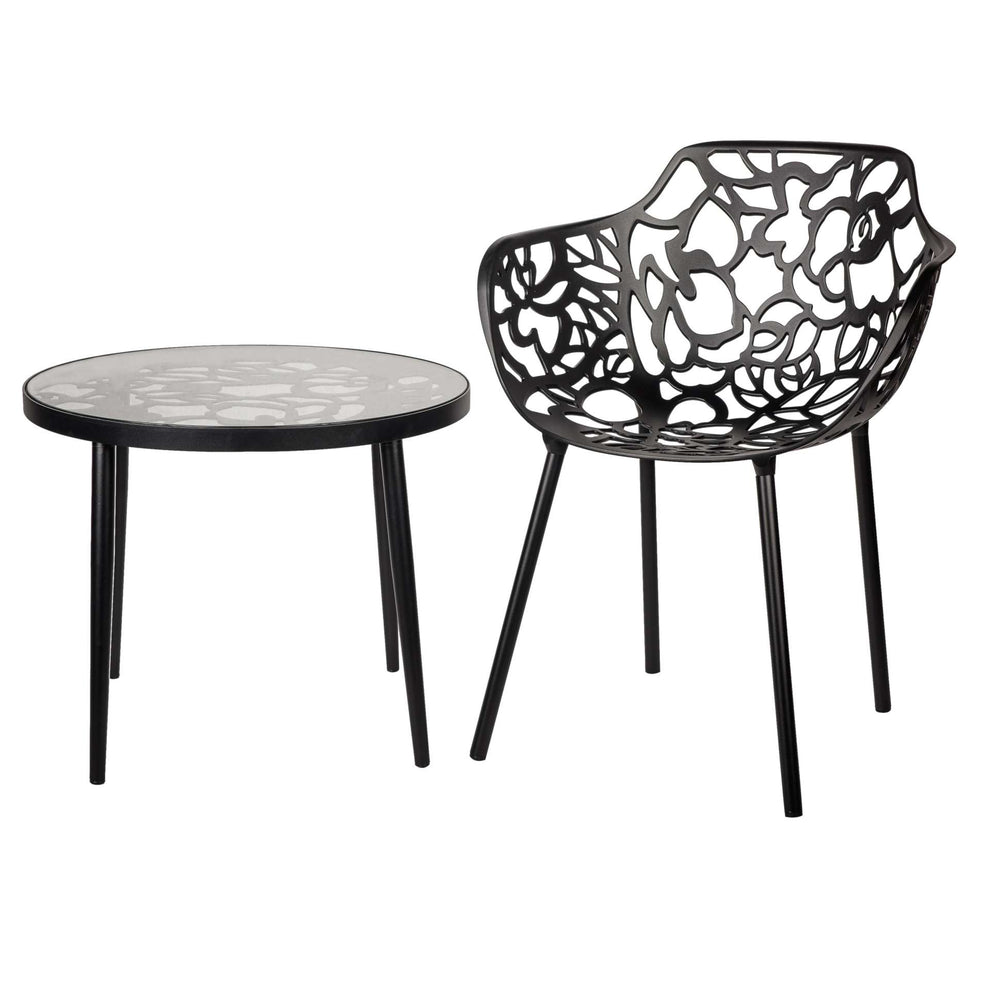 LeisureMod Devon Tree Design Glass Top Aluminum Base Indoor Outdoor End Table | Outdoor Tables | Modishstore - 2