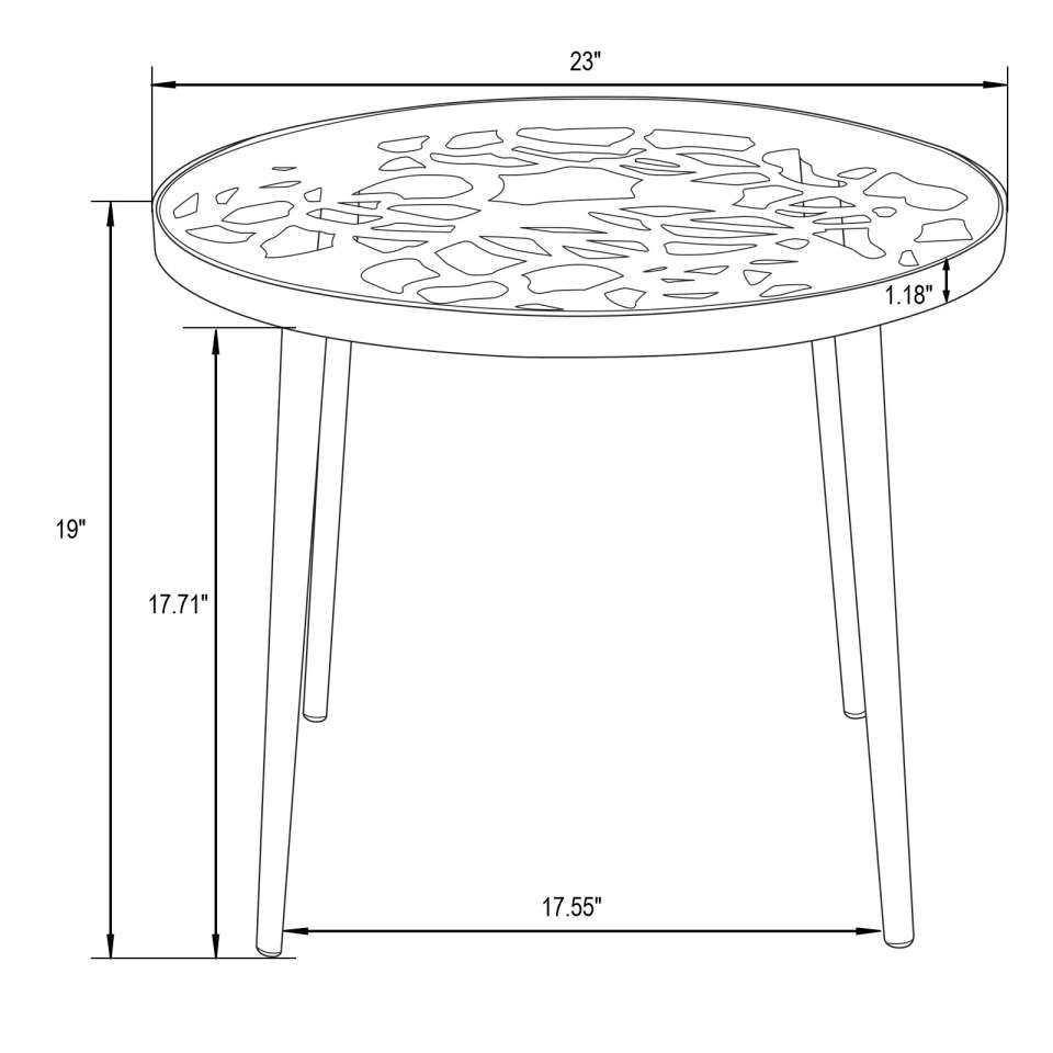 LeisureMod Devon Tree Design Glass Top Aluminum Base Indoor Outdoor End Table | Outdoor Tables | Modishstore - 4