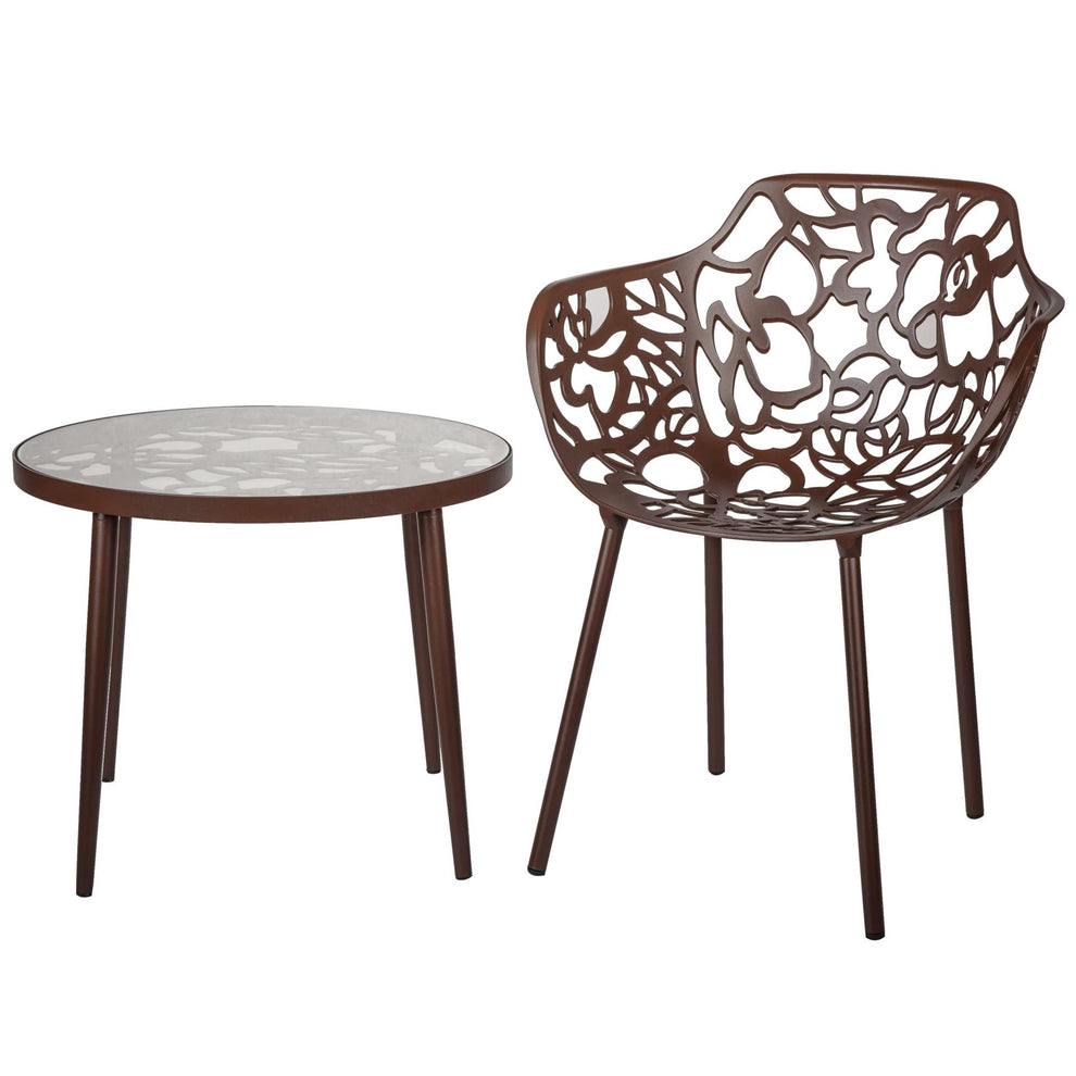 LeisureMod Devon Tree Design Glass Top Aluminum Base Indoor Outdoor End Table | Outdoor Tables | Modishstore - 14