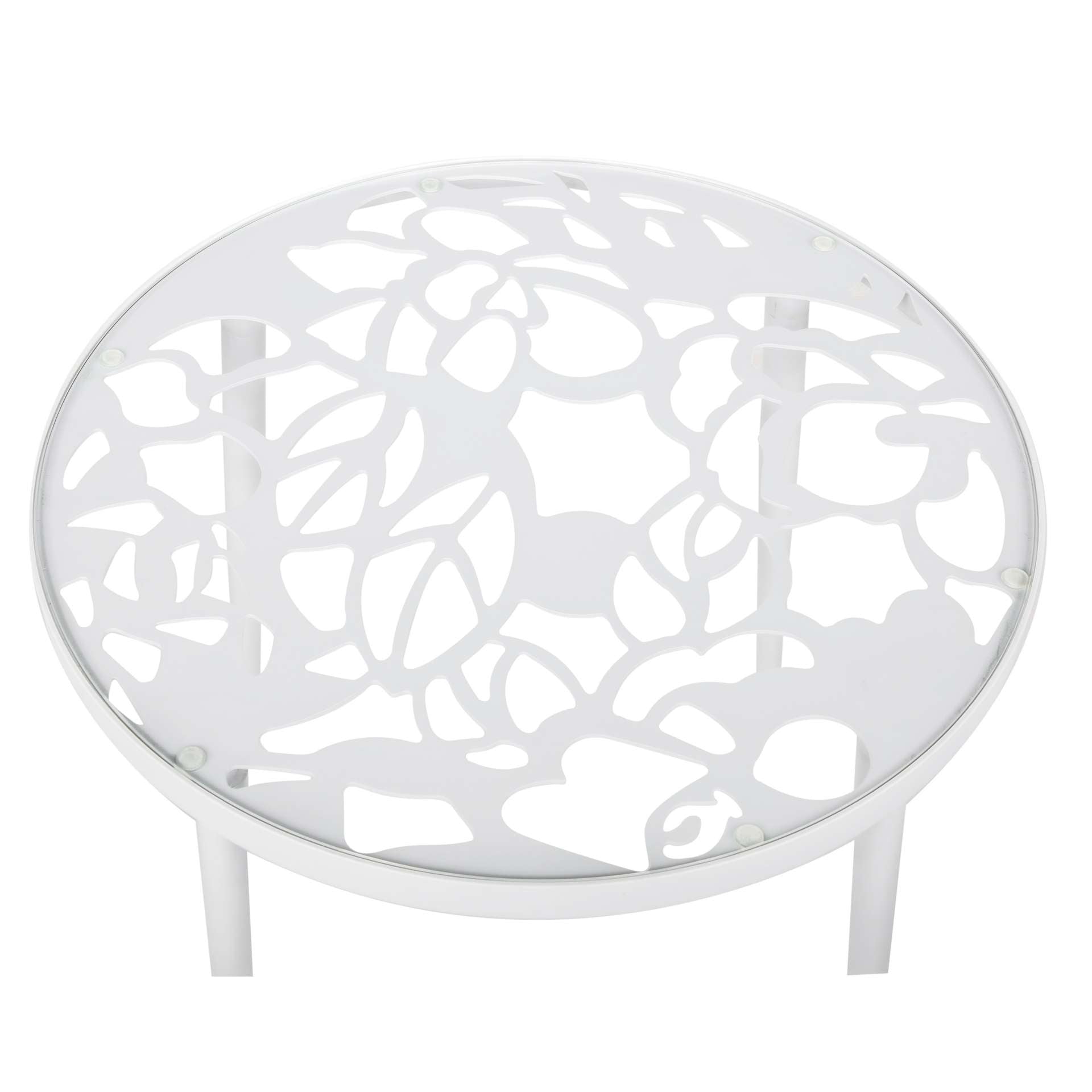 LeisureMod Devon Tree Design Glass Top Aluminum Base Indoor Outdoor End Table | Outdoor Tables | Modishstore - 28