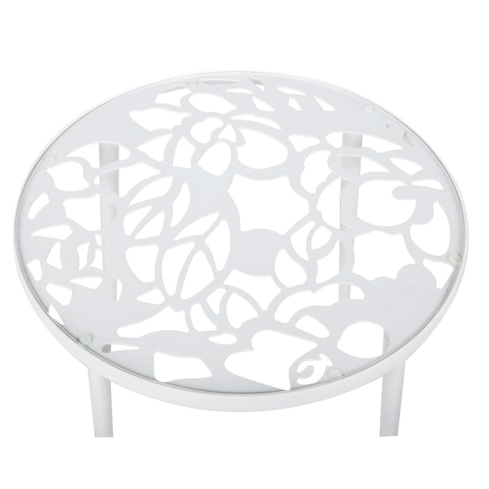 LeisureMod Devon Tree Design Glass Top Aluminum Base Indoor Outdoor End Table | Outdoor Tables | Modishstore - 28