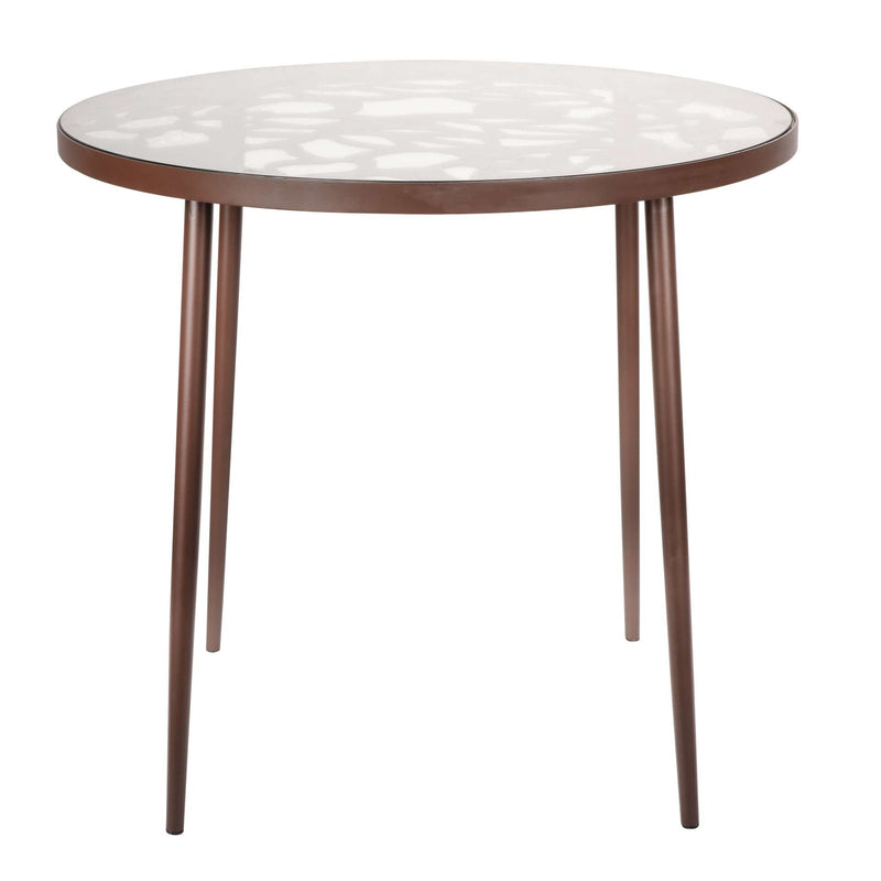 LeisureMod Devon Tree Design Glass Top Aluminum Base Indoor Outdoor Bistro Dining Table | Dining Tables | Modishstore - 2