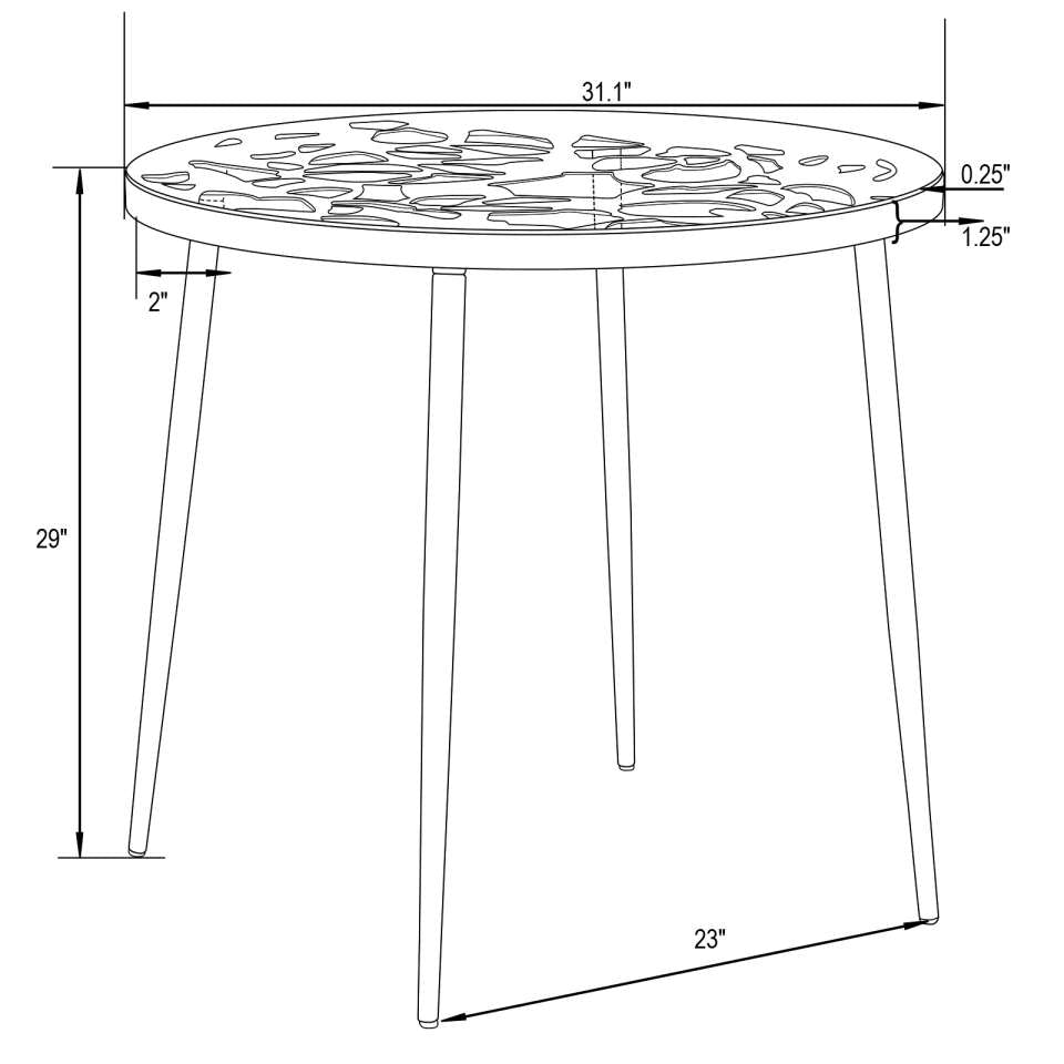 LeisureMod Devon Tree Design Glass Top Aluminum Base Indoor Outdoor Bistro Dining Table | Dining Tables | Modishstore - 9