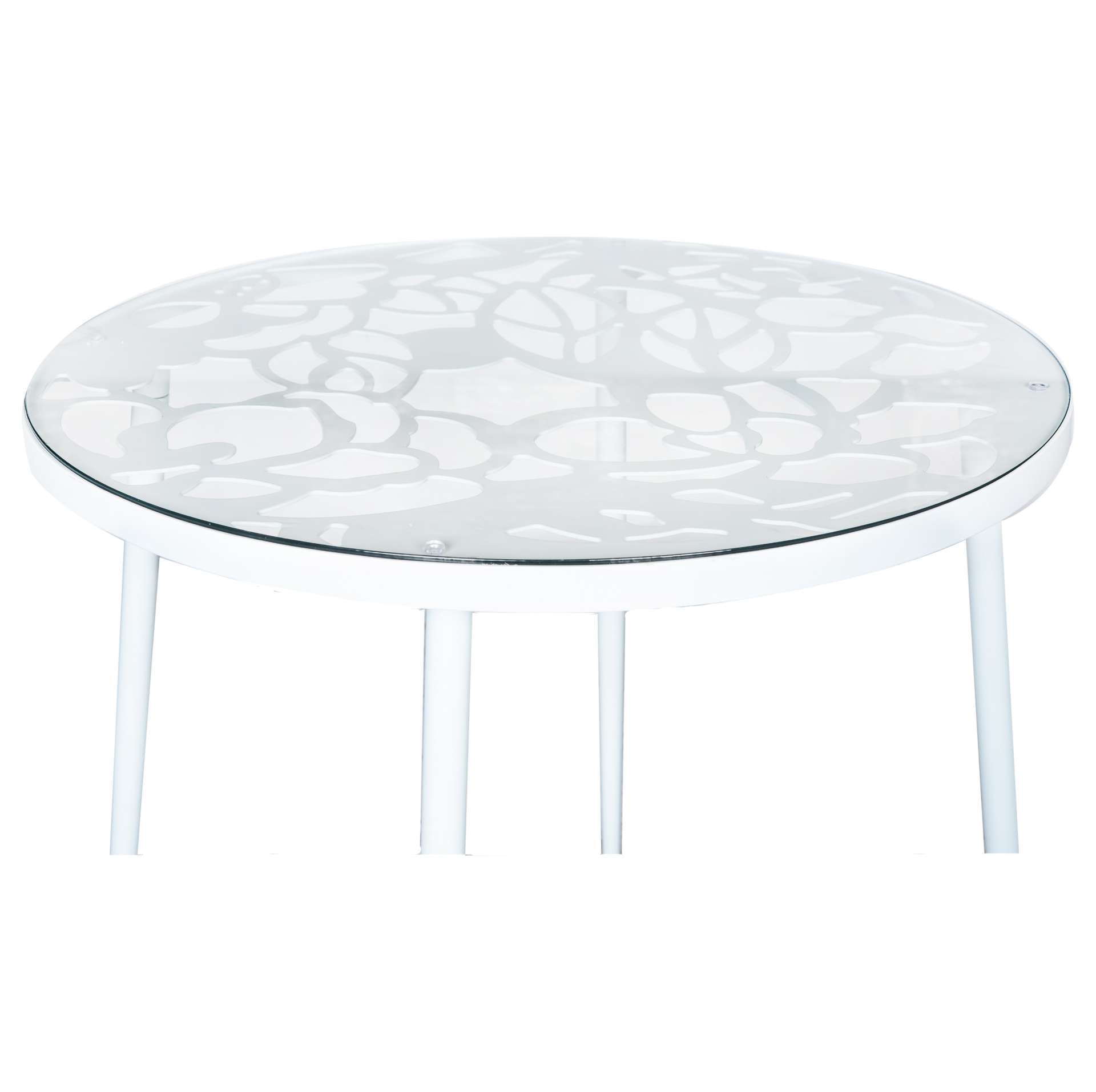 LeisureMod Devon Tree Design Glass Top Aluminum Base Indoor Outdoor Bistro Dining Table | Dining Tables | Modishstore - 26