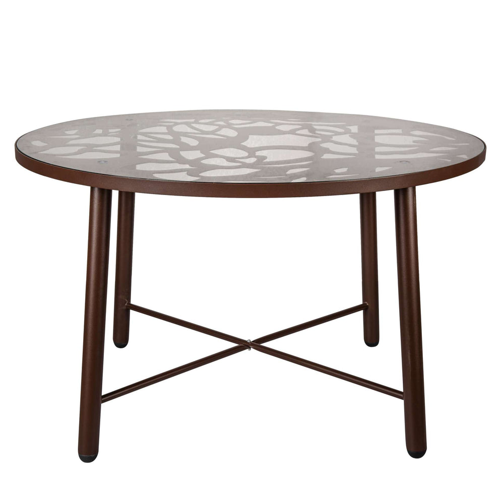 LeisureMod Devon Tree Design Glass Top Aluminum Base Indoor Outdoor Dining Table | Dining Tables | Modishstore - 8