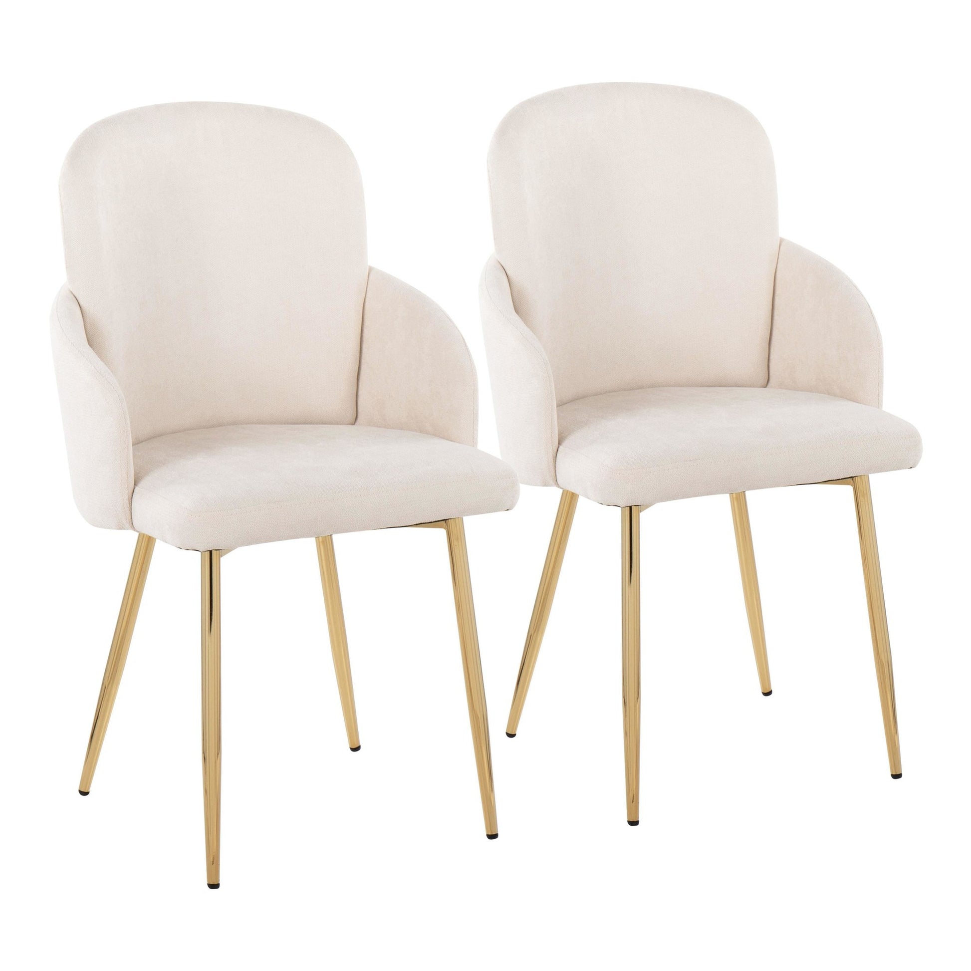 Dahlia Contemporary Dining Chair in Gold Metal and Cream Fabric with Chrome Accent By LumiSource - Set of 2 | Dining Chairs | Modishstore