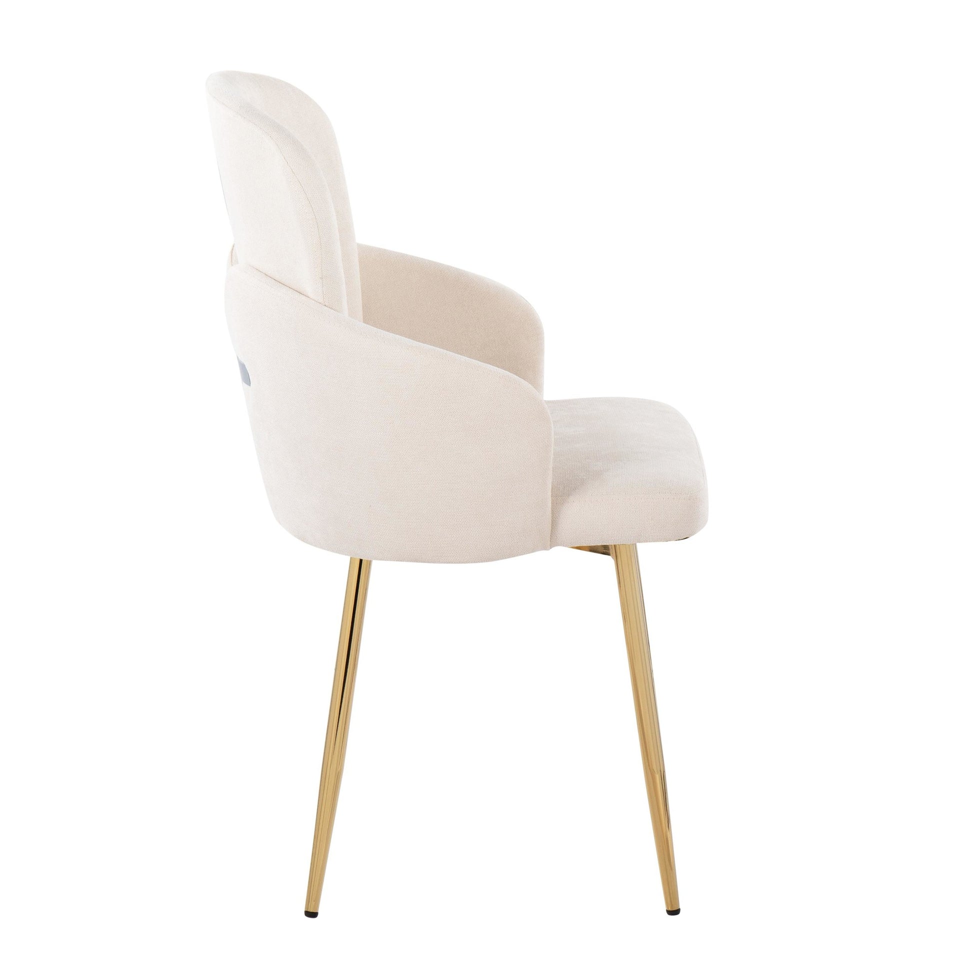 Dahlia Contemporary Dining Chair in Gold Metal and Cream Fabric with Chrome Accent By LumiSource - Set of 2 | Dining Chairs | Modishstore - 6