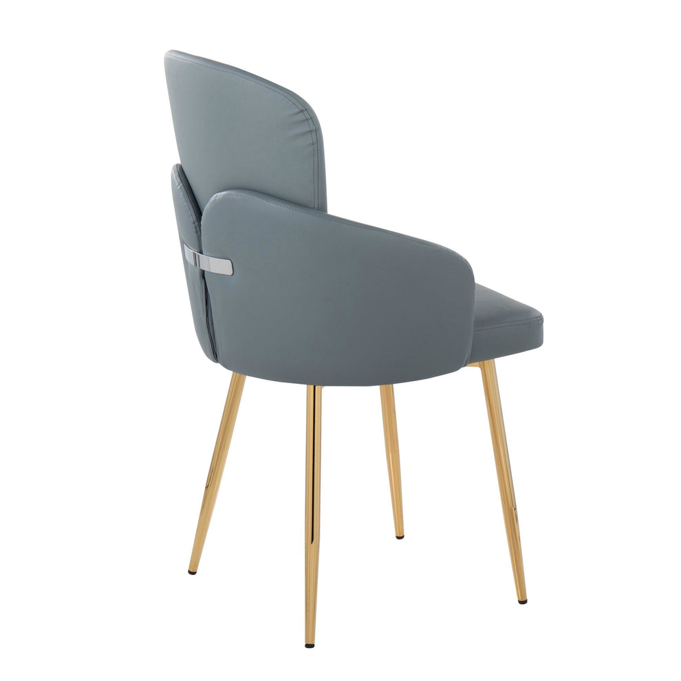 Dahlia Contemporary Dining Chair in Gold Metal and Grey Faux Leather with Chrome Accent By LumiSource - Set of 2 | Dining Chairs | Modishstore - 7