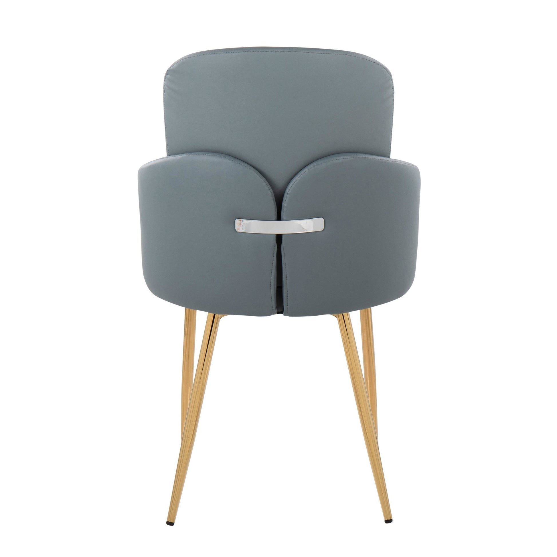 Dahlia Contemporary Dining Chair in Gold Metal and Grey Faux Leather with Chrome Accent By LumiSource - Set of 2 | Dining Chairs | Modishstore - 8