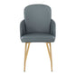 Dahlia Contemporary Dining Chair in Gold Metal and Grey Faux Leather with Chrome Accent By LumiSource - Set of 2 | Dining Chairs | Modishstore - 2