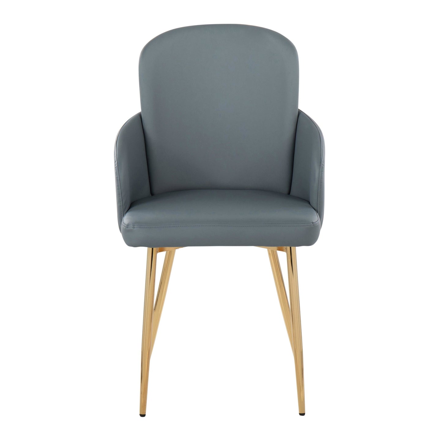 Dahlia Contemporary Dining Chair in Gold Metal and Grey Faux Leather with Chrome Accent By LumiSource - Set of 2 | Dining Chairs | Modishstore - 2