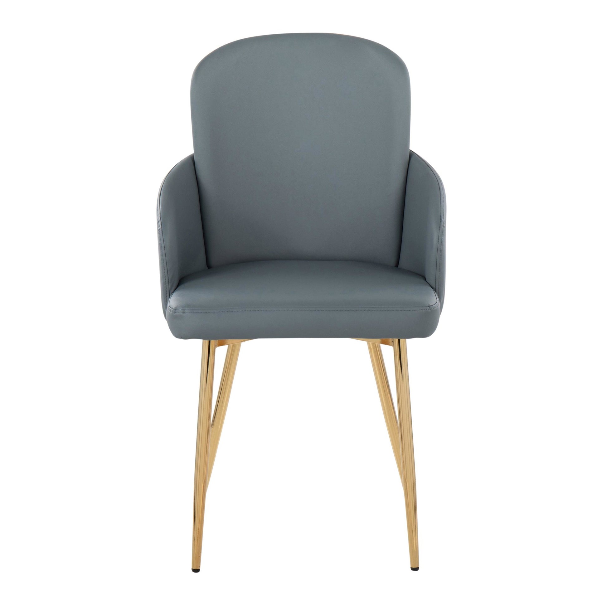 Dahlia Contemporary Dining Chair in Gold Metal and Grey Faux Leather with Chrome Accent By LumiSource - Set of 2 | Dining Chairs | Modishstore - 2