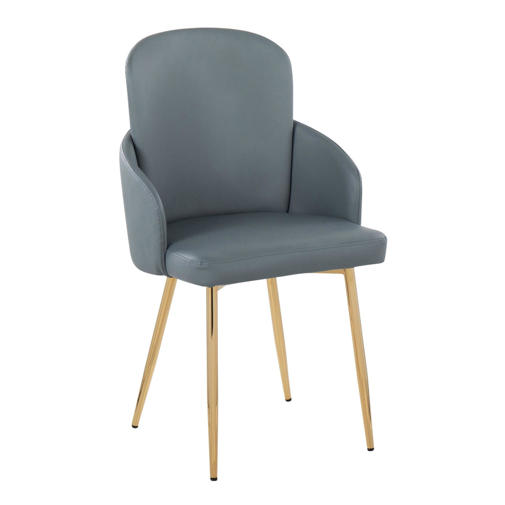 Dahlia Contemporary Dining Chair in Gold Metal and Grey Faux Leather with Chrome Accent By LumiSource - Set of 2 | Dining Chairs | Modishstore - 5