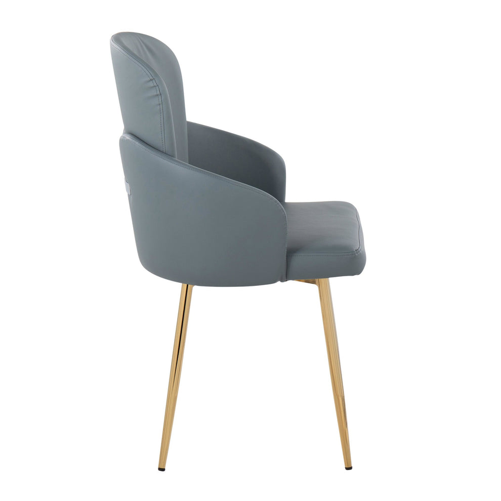 Dahlia Contemporary Dining Chair in Gold Metal and Grey Faux Leather with Chrome Accent By LumiSource - Set of 2 | Dining Chairs | Modishstore - 6