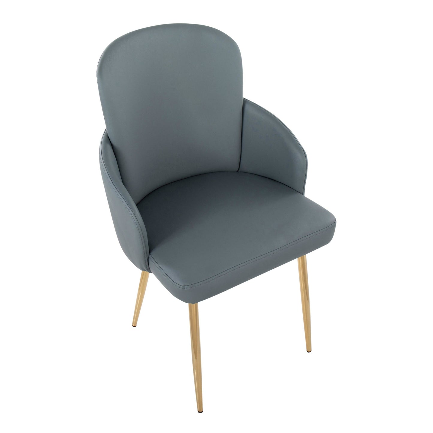 Dahlia Contemporary Dining Chair in Gold Metal and Grey Faux Leather with Chrome Accent By LumiSource - Set of 2 | Dining Chairs | Modishstore - 3