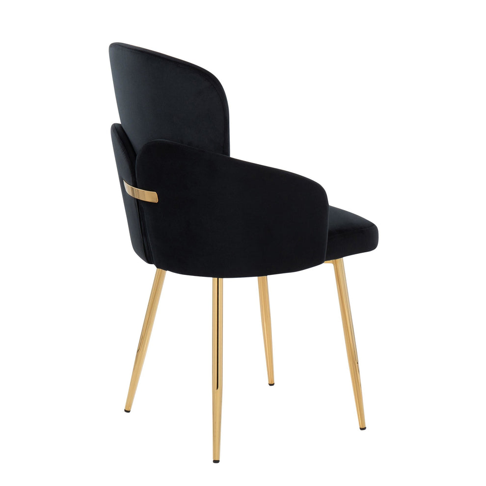 Dahlia Contemporary Dining Chair in Gold Metal and Black Velvet with Gold Accent By LumiSource - Set of 2 | Dining Chairs | Modishstore - 7