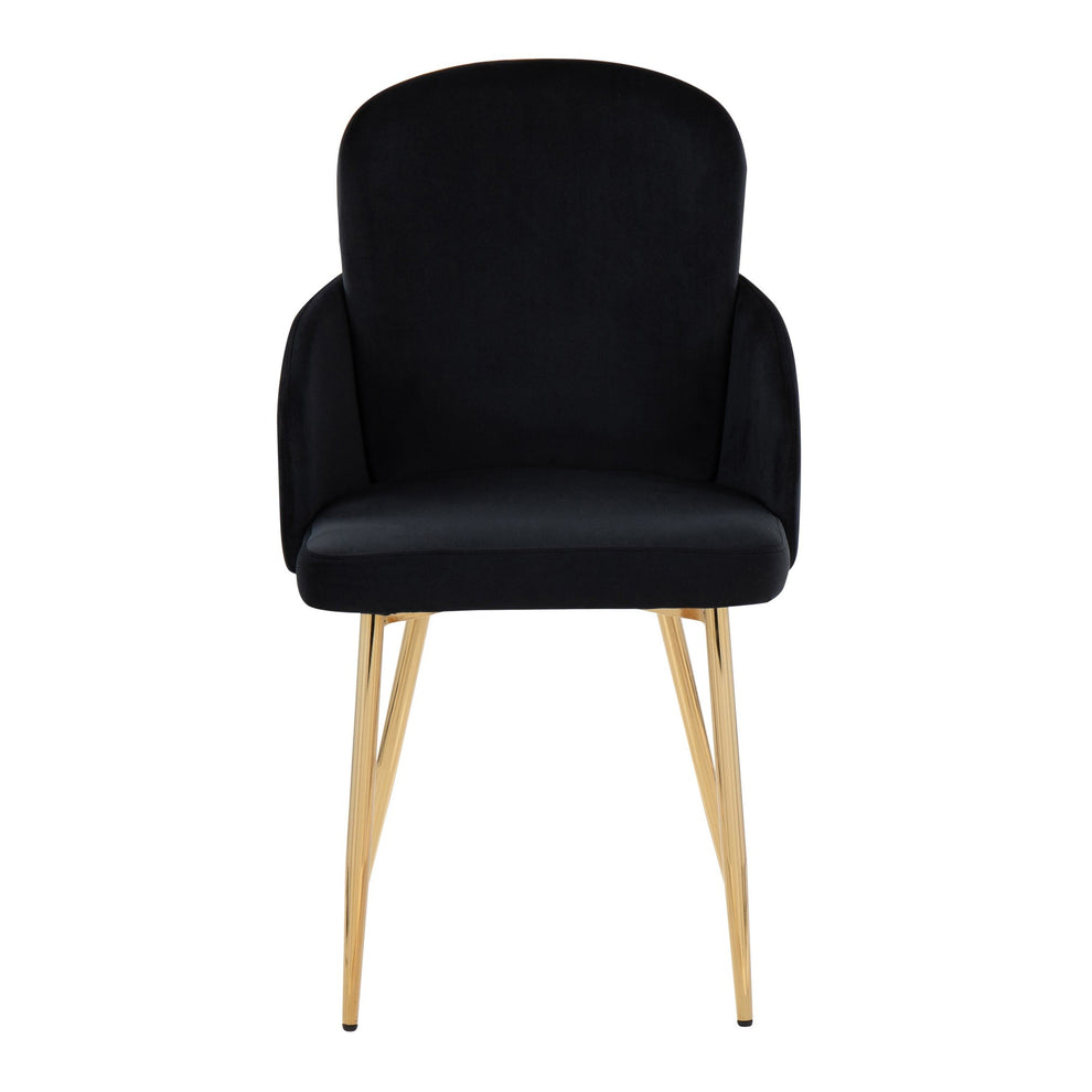 Dahlia Contemporary Dining Chair in Gold Metal and Black Velvet with Gold Accent By LumiSource - Set of 2 | Dining Chairs | Modishstore - 2