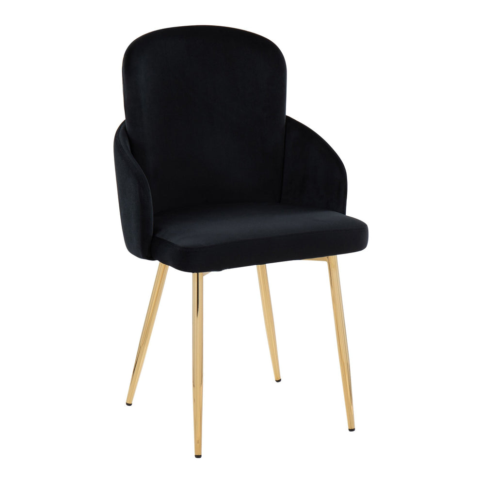 Dahlia Contemporary Dining Chair in Gold Metal and Black Velvet with Gold Accent By LumiSource - Set of 2 | Dining Chairs | Modishstore - 5