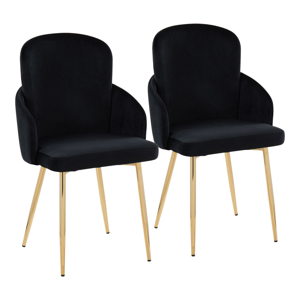 Dahlia Contemporary Dining Chair in Gold Metal and Black Velvet with Gold Accent By LumiSource - Set of 2 | Dining Chairs | Modishstore