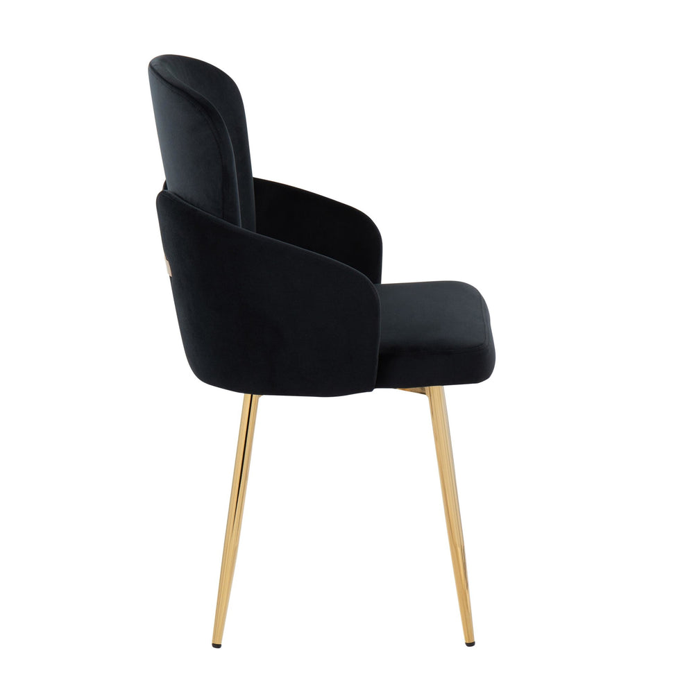 Dahlia Contemporary Dining Chair in Gold Metal and Black Velvet with Gold Accent By LumiSource - Set of 2 | Dining Chairs | Modishstore - 6