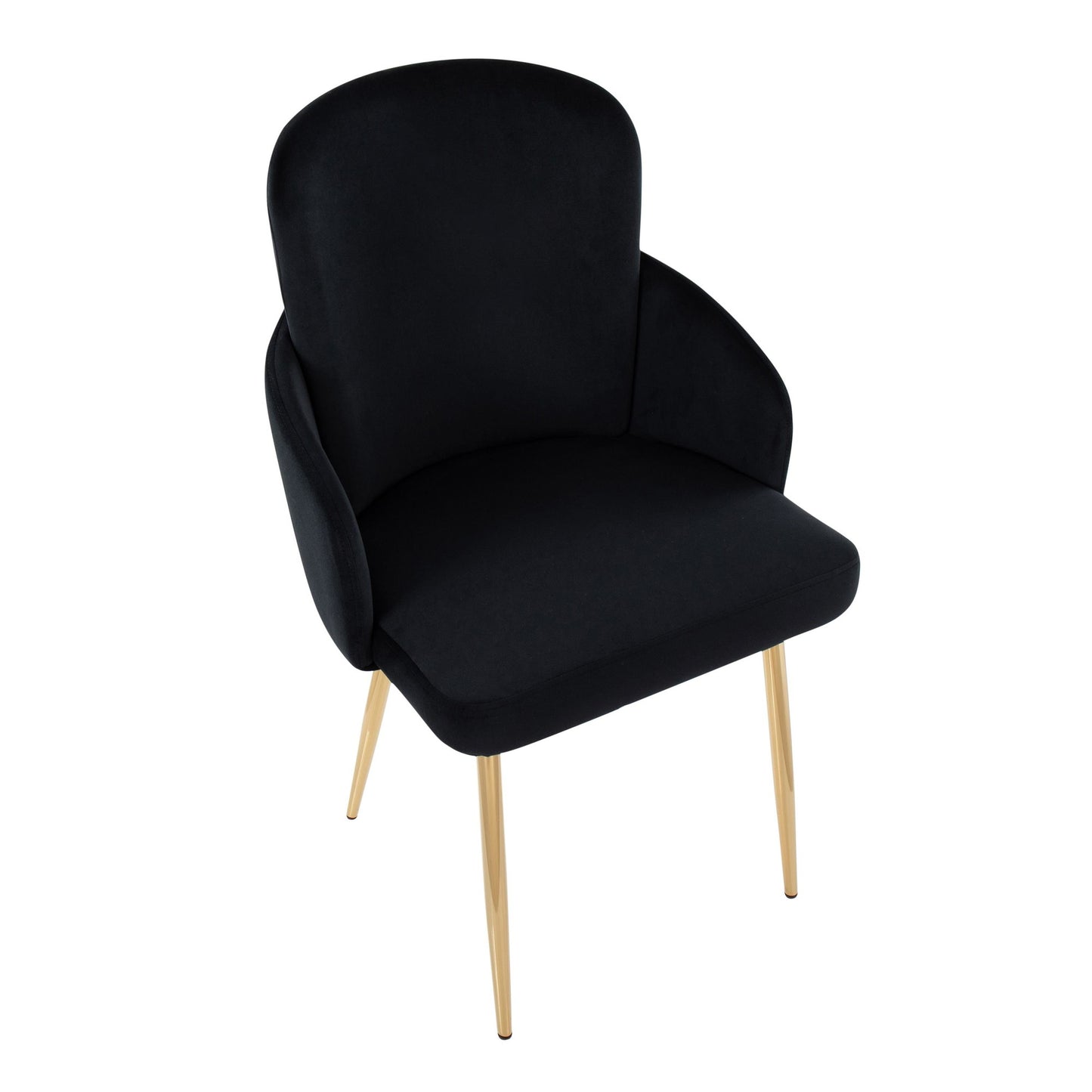 Dahlia Contemporary Dining Chair in Gold Metal and Black Velvet with Gold Accent By LumiSource - Set of 2 | Dining Chairs | Modishstore - 3