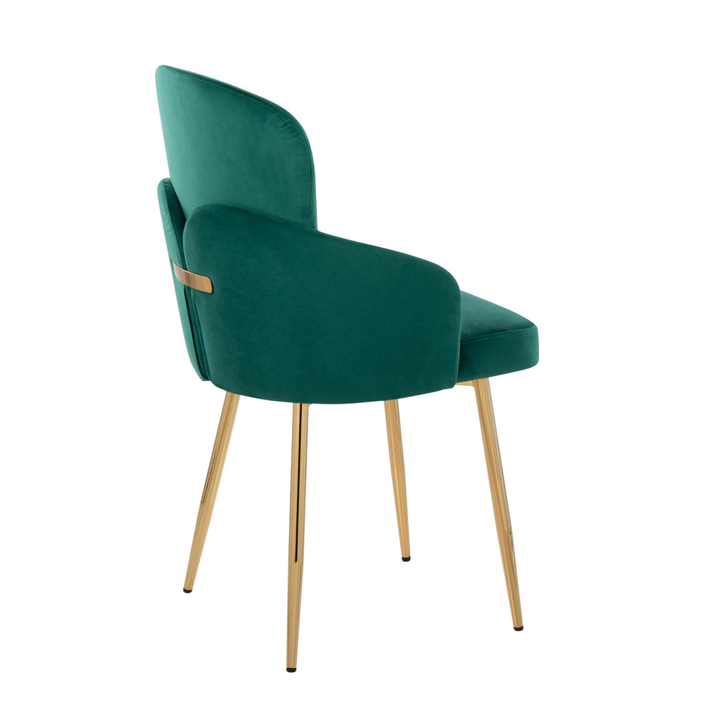 Dahlia Contemporary Dining Chair in Gold Metal and Black Velvet with Gold Accent By LumiSource - Set of 2 | Dining Chairs | Modishstore - 23