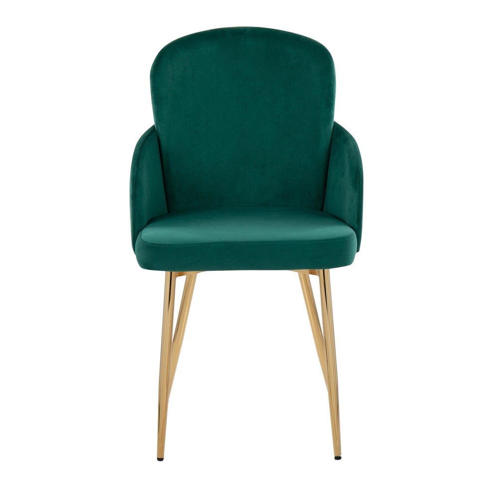 Dahlia Contemporary Dining Chair in Gold Metal and Black Velvet with Gold Accent By LumiSource - Set of 2 | Dining Chairs | Modishstore - 18