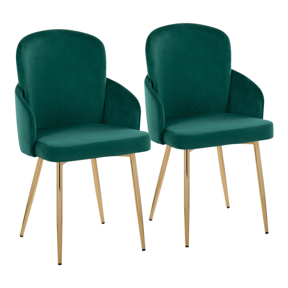 Dahlia Contemporary Dining Chair in Gold Metal and Black Velvet with Gold Accent By LumiSource - Set of 2 | Dining Chairs | Modishstore - 17