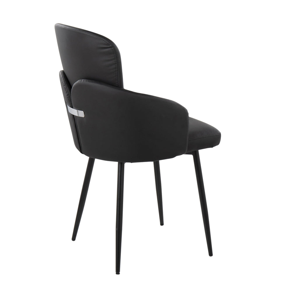 Dahlia Contemporary Dining Chair in Black Metal and Black Faux Leather with Chrome Accent By LumiSource - Set of 2 | Dining Chairs | Modishstore - 7
