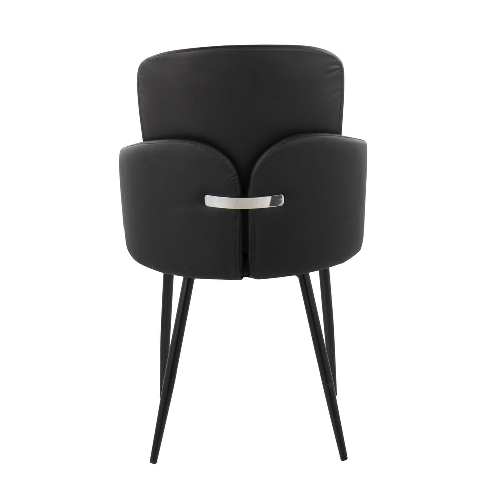 Dahlia Contemporary Dining Chair in Black Metal and Black Faux Leather with Chrome Accent By LumiSource - Set of 2 | Dining Chairs | Modishstore - 8