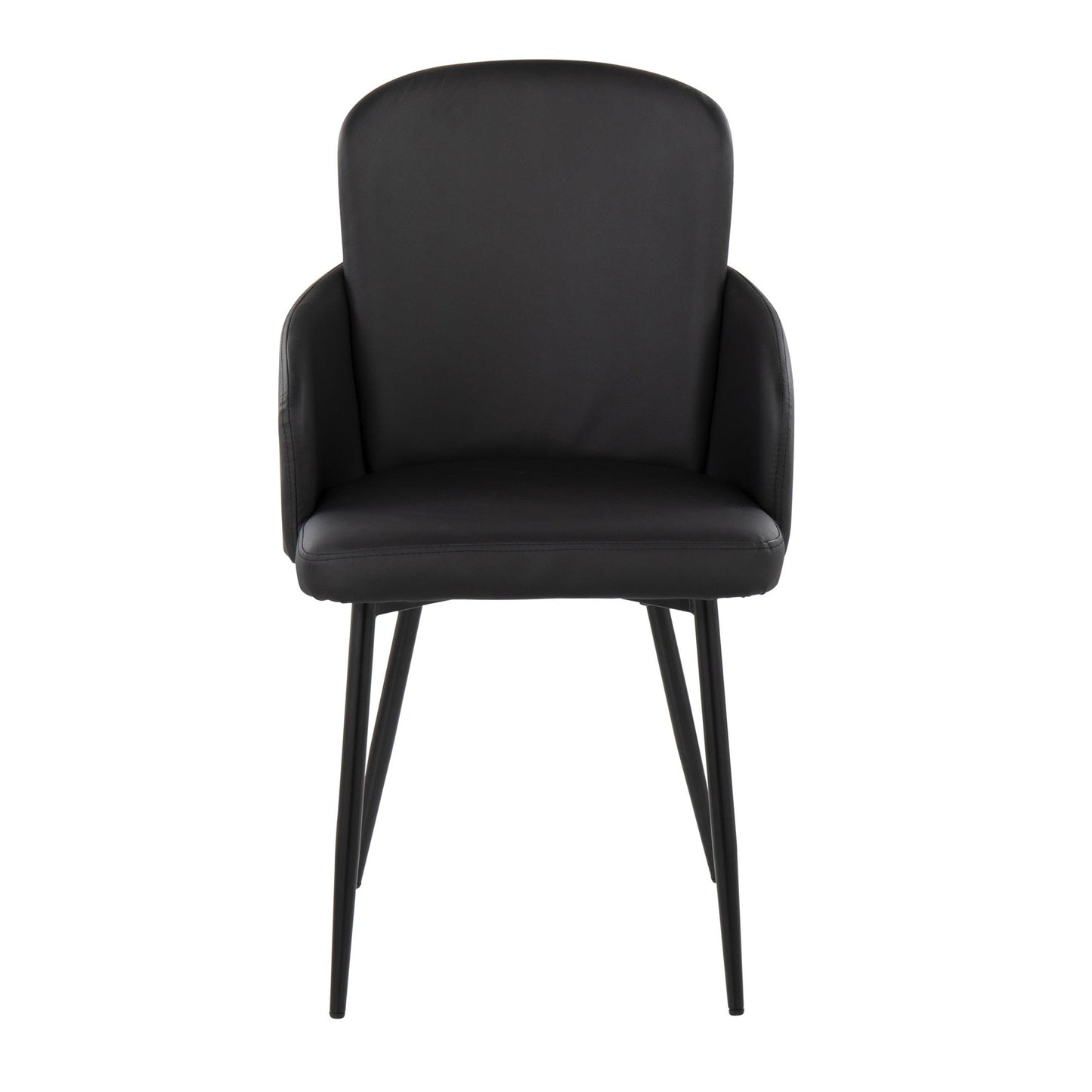 Dahlia Contemporary Dining Chair in Black Metal and Black Faux Leather with Chrome Accent By LumiSource - Set of 2 | Dining Chairs | Modishstore - 2