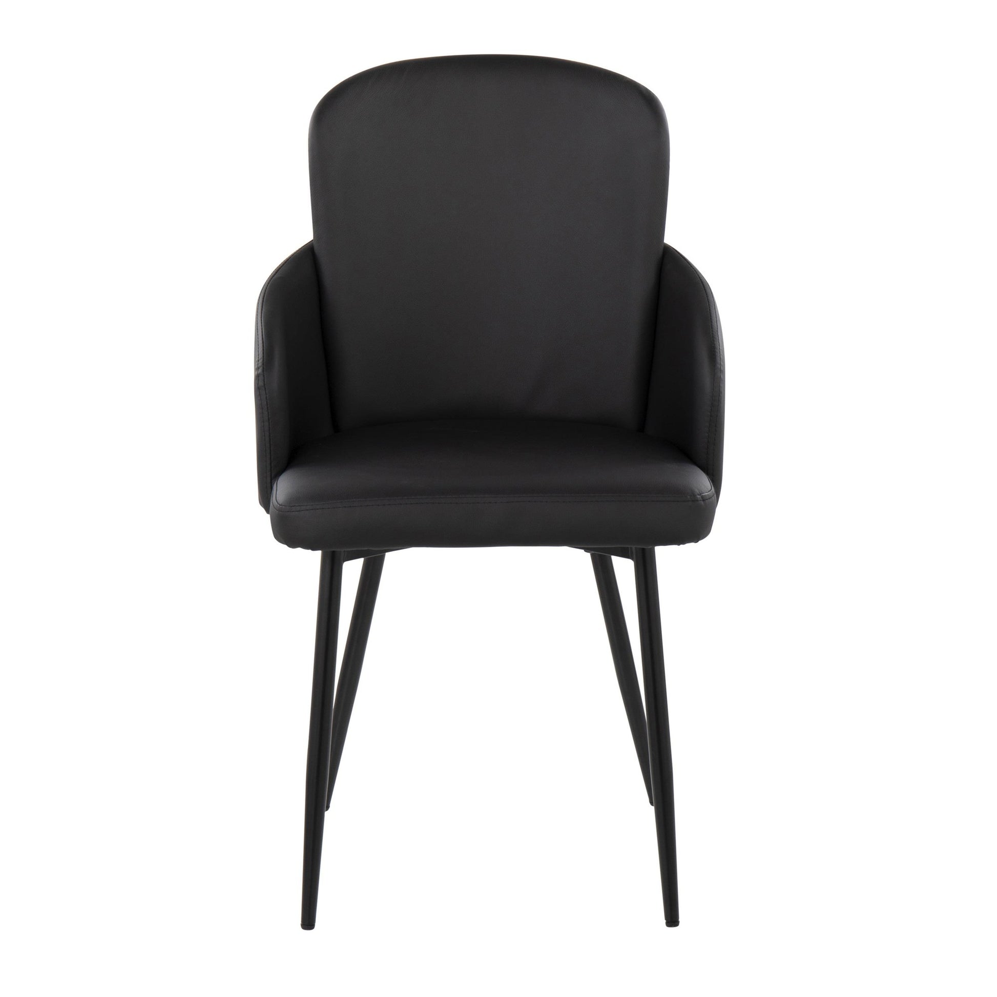 Dahlia Contemporary Dining Chair in Black Metal and Black Faux Leather with Chrome Accent By LumiSource - Set of 2 | Dining Chairs | Modishstore - 2