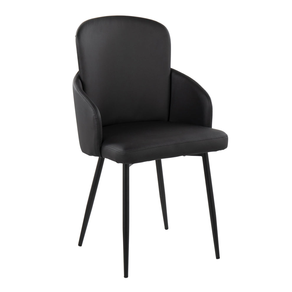 Dahlia Contemporary Dining Chair in Black Metal and Black Faux Leather with Chrome Accent By LumiSource - Set of 2 | Dining Chairs | Modishstore - 5