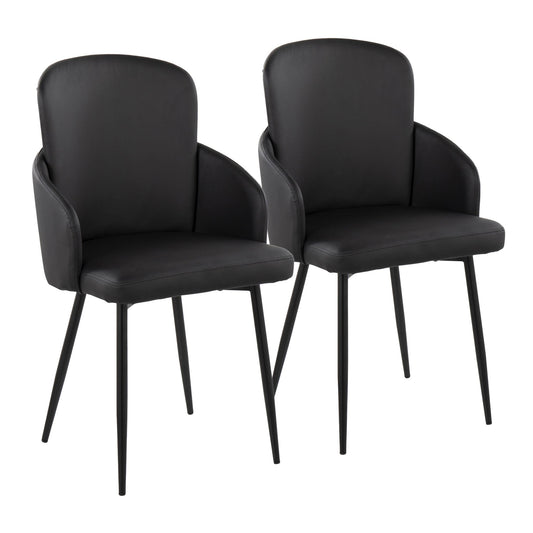 Dahlia Contemporary Dining Chair in Black Metal and Black Faux Leather with Chrome Accent By LumiSource - Set of 2 | Dining Chairs | Modishstore