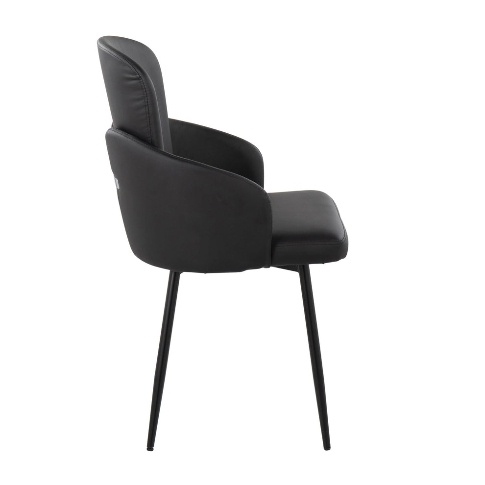 Dahlia Contemporary Dining Chair in Black Metal and Black Faux Leather with Chrome Accent By LumiSource - Set of 2 | Dining Chairs | Modishstore - 6