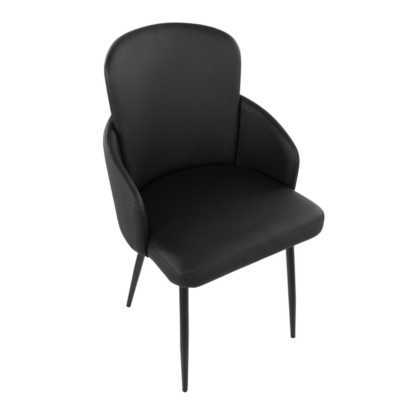 Dahlia Contemporary Dining Chair in Black Metal and Black Faux Leather with Chrome Accent By LumiSource - Set of 2 | Dining Chairs | Modishstore - 3