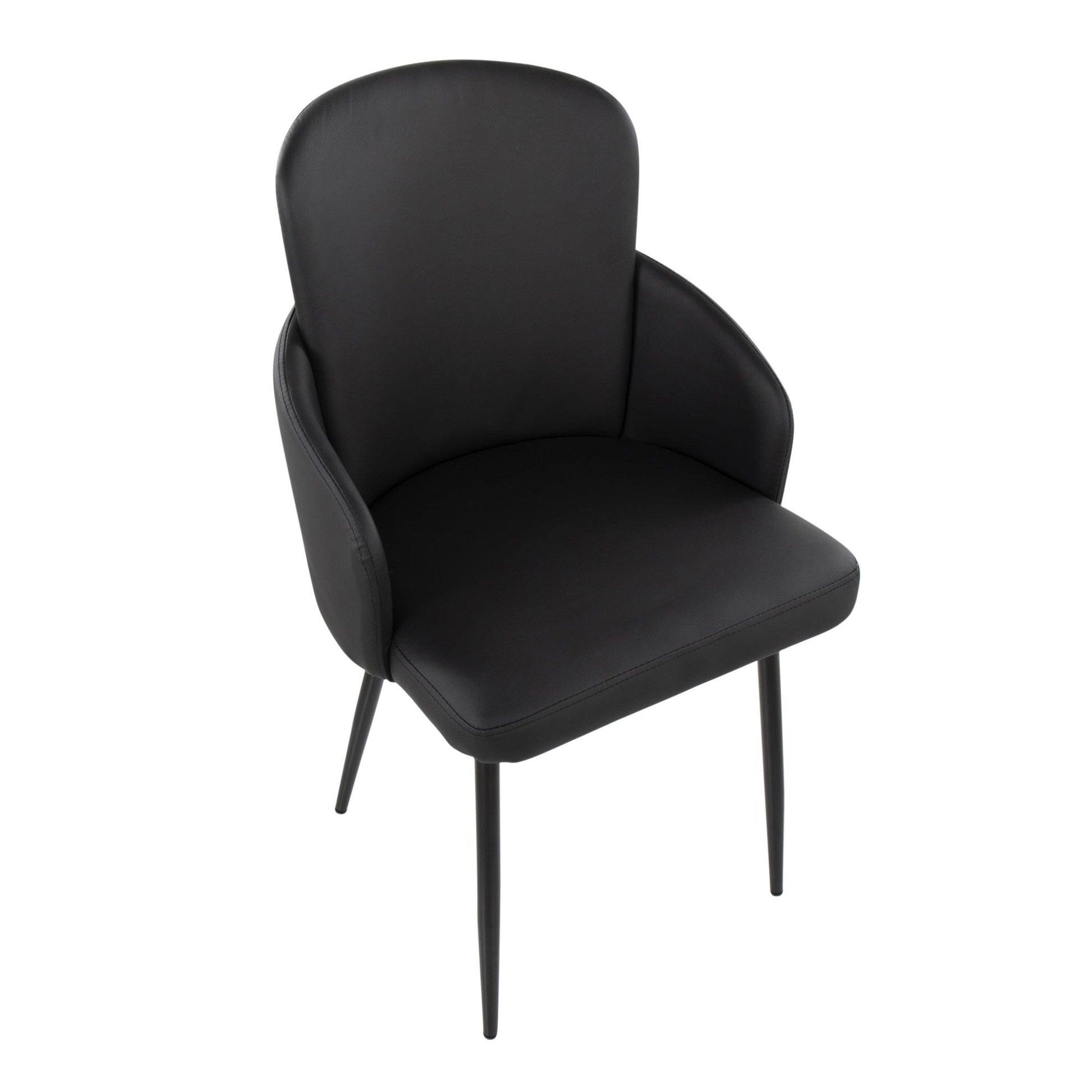 Dahlia Contemporary Dining Chair in Black Metal and Black Faux Leather with Chrome Accent By LumiSource - Set of 2 | Dining Chairs | Modishstore - 3